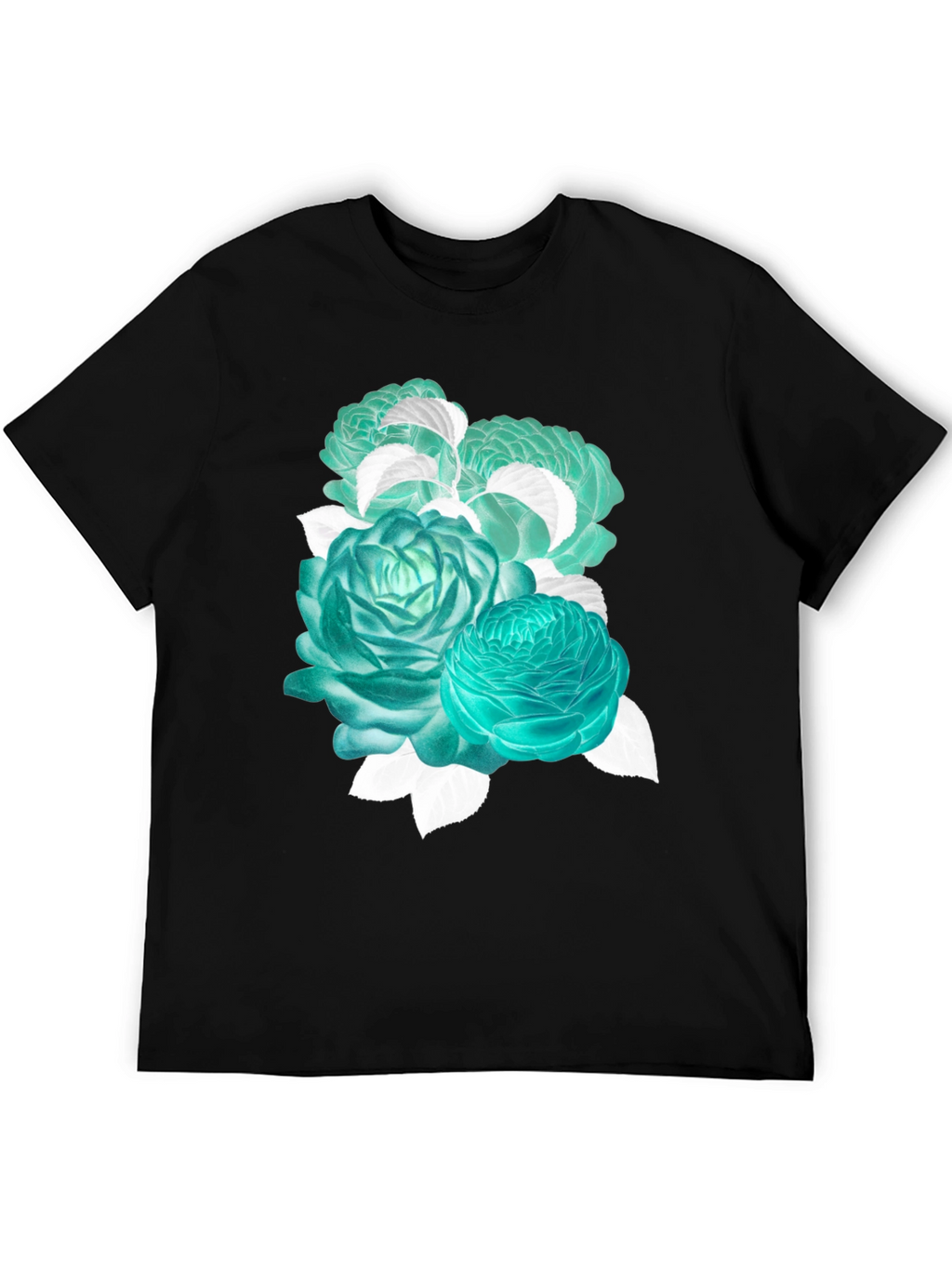 Floral Graphic Tee - Stylish Black Cotton T-Shirt