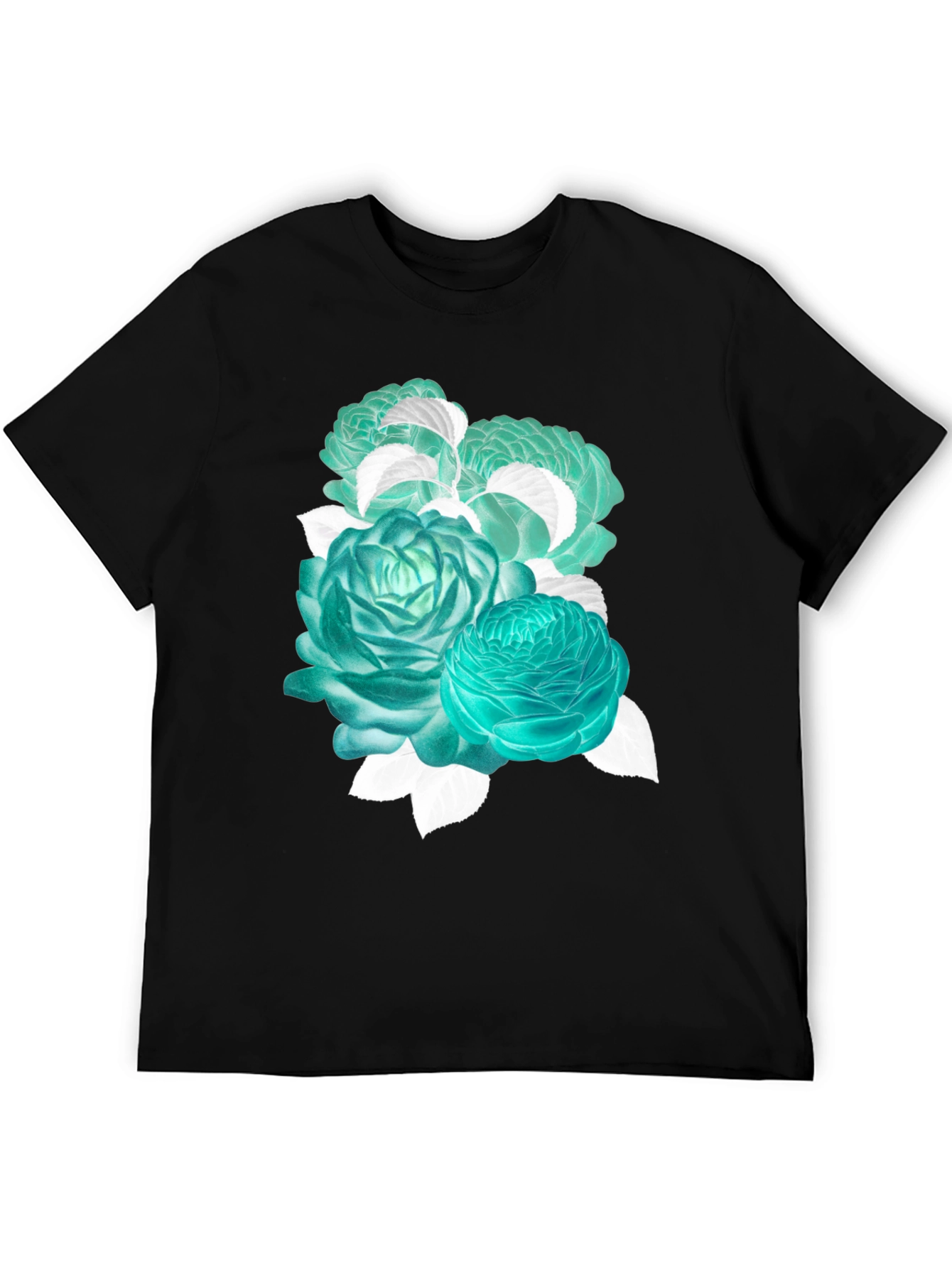 Floral Graphic Tee - Stylish Black Cotton T-Shirt