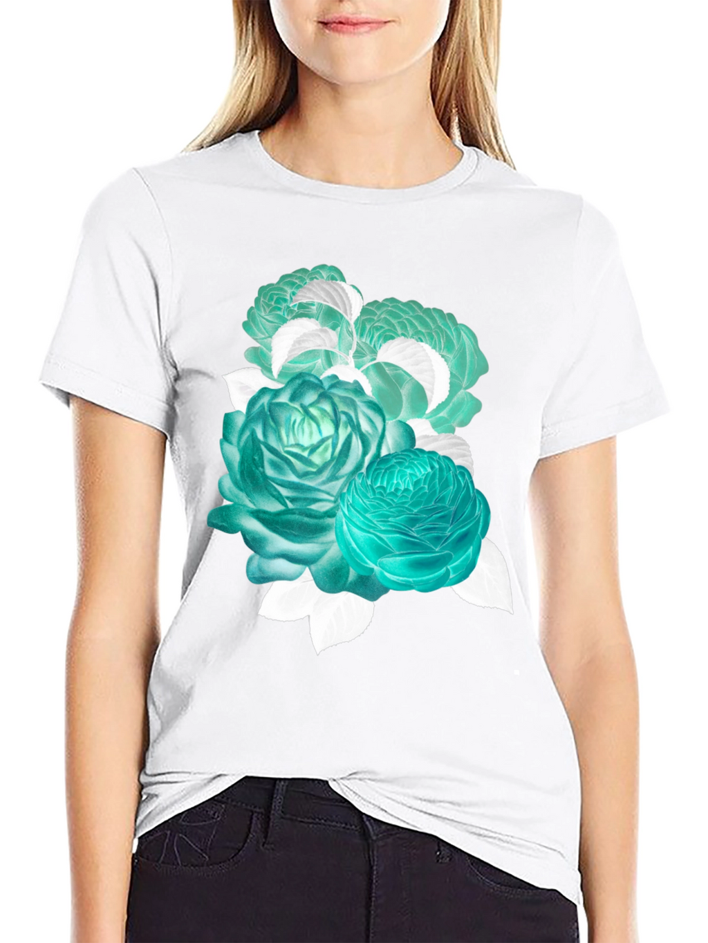 Floral Graphic Tee - Stylish Black Cotton T-Shirt