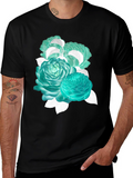 Floral Graphic Tee - Stylish Black Cotton T-Shirt