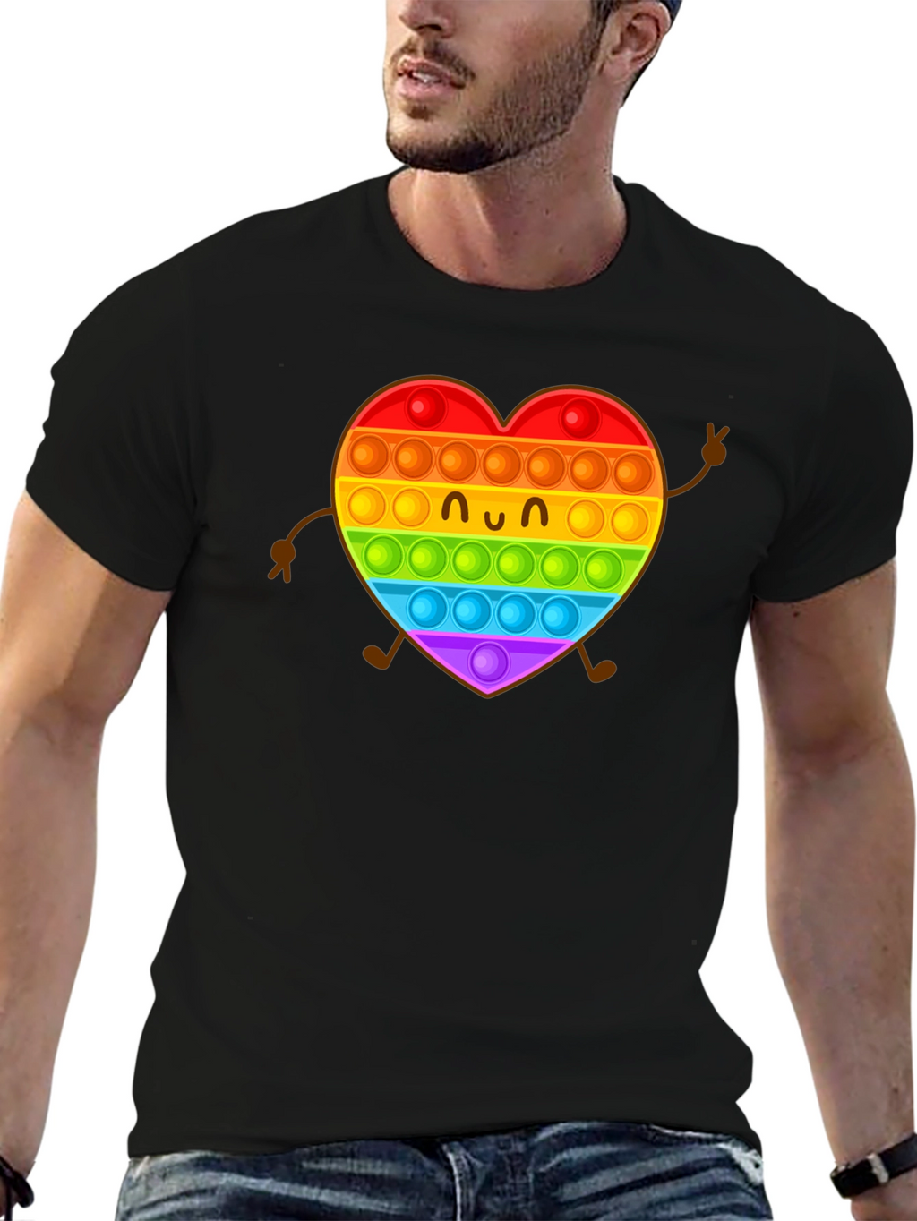 Rainbow Heart Pop It Graphic Tee