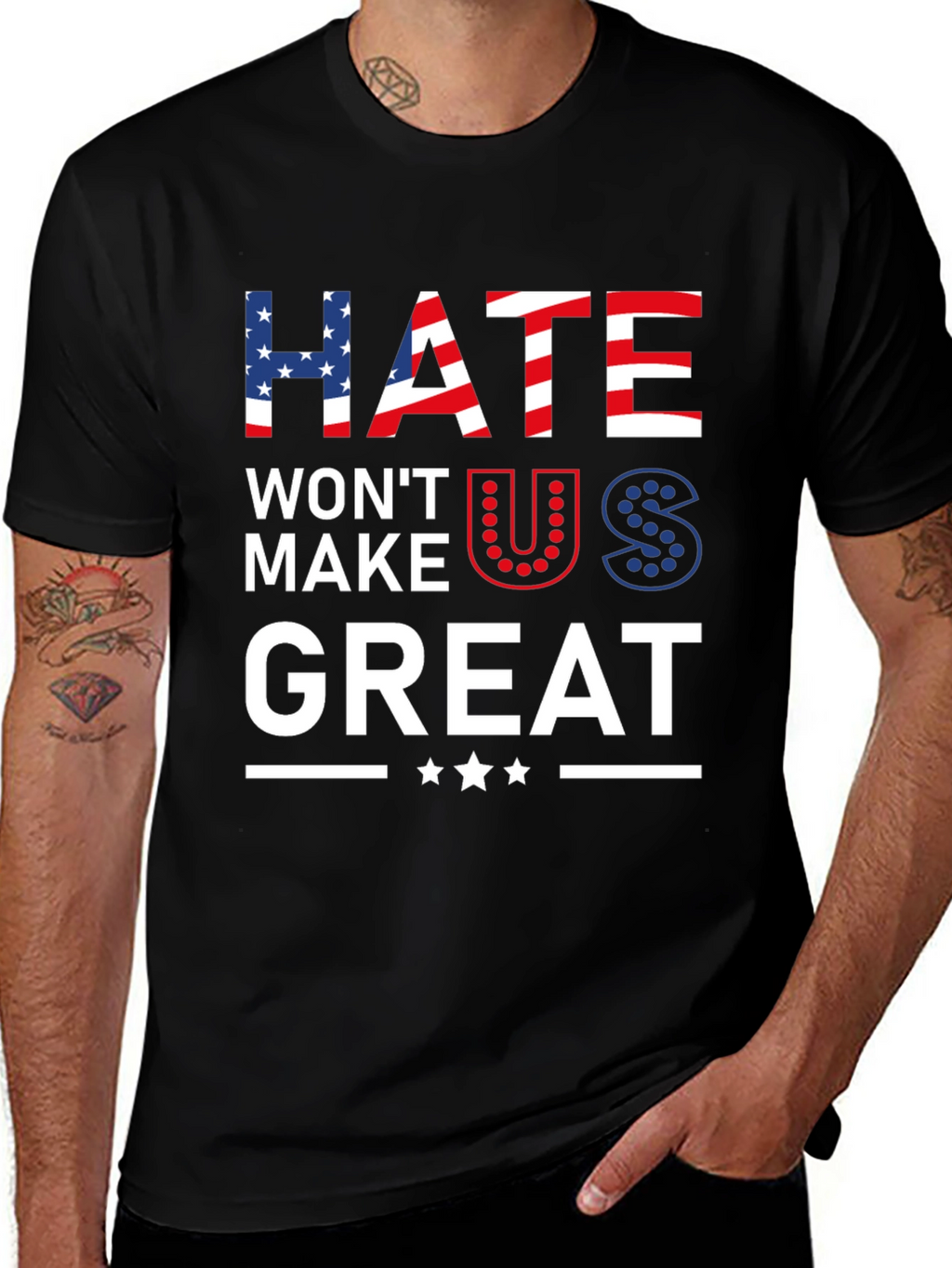 Hate Wont Make Us Great Patriotic Graphic Tee