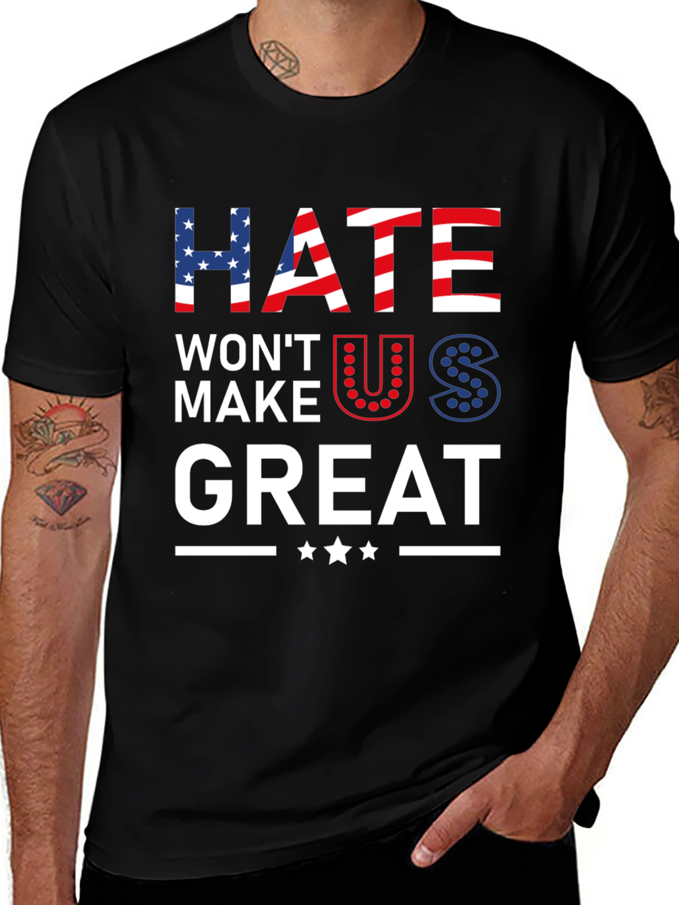 Hate Wont Make Us Great Patriotic Graphic Tee