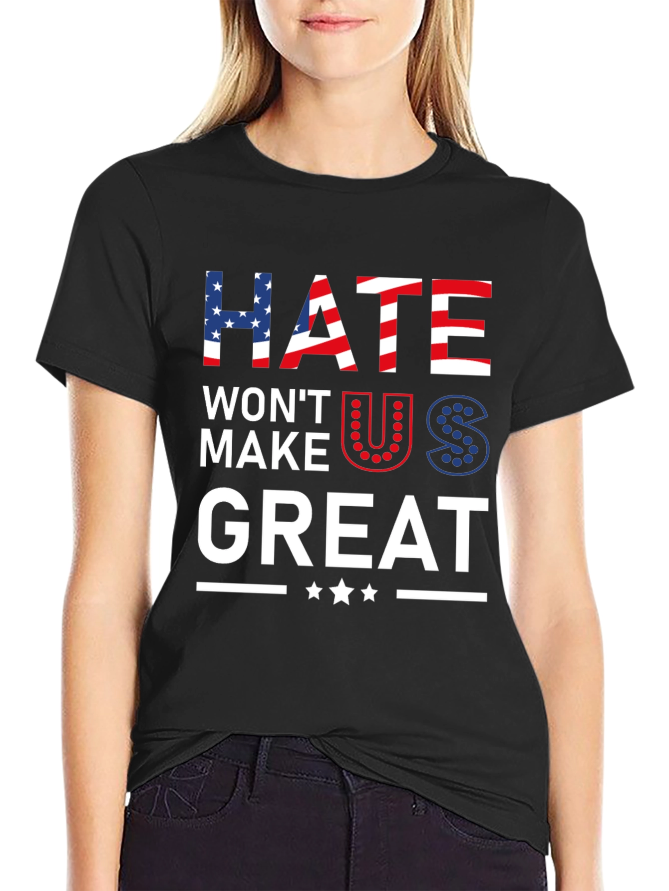 Hate Wont Make Us Great Patriotic Graphic Tee