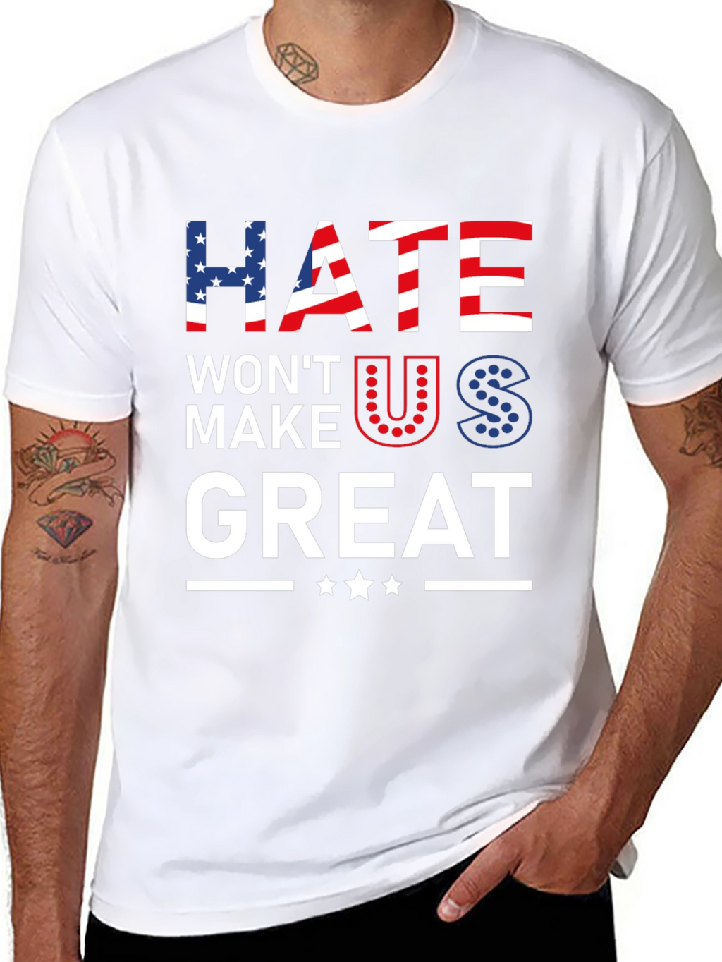 Hate Wont Make Us Great Patriotic Graphic Tee