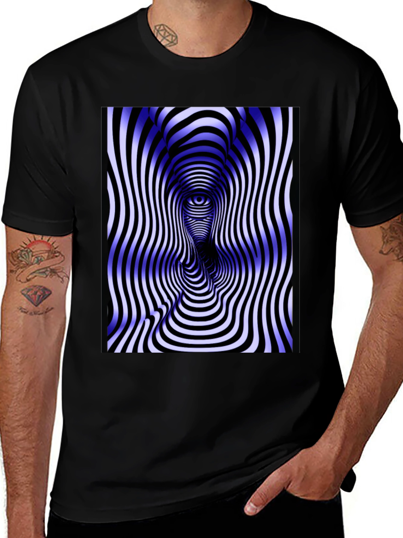 Optical Illusion Face Tee - Black Graphic T-Shirt