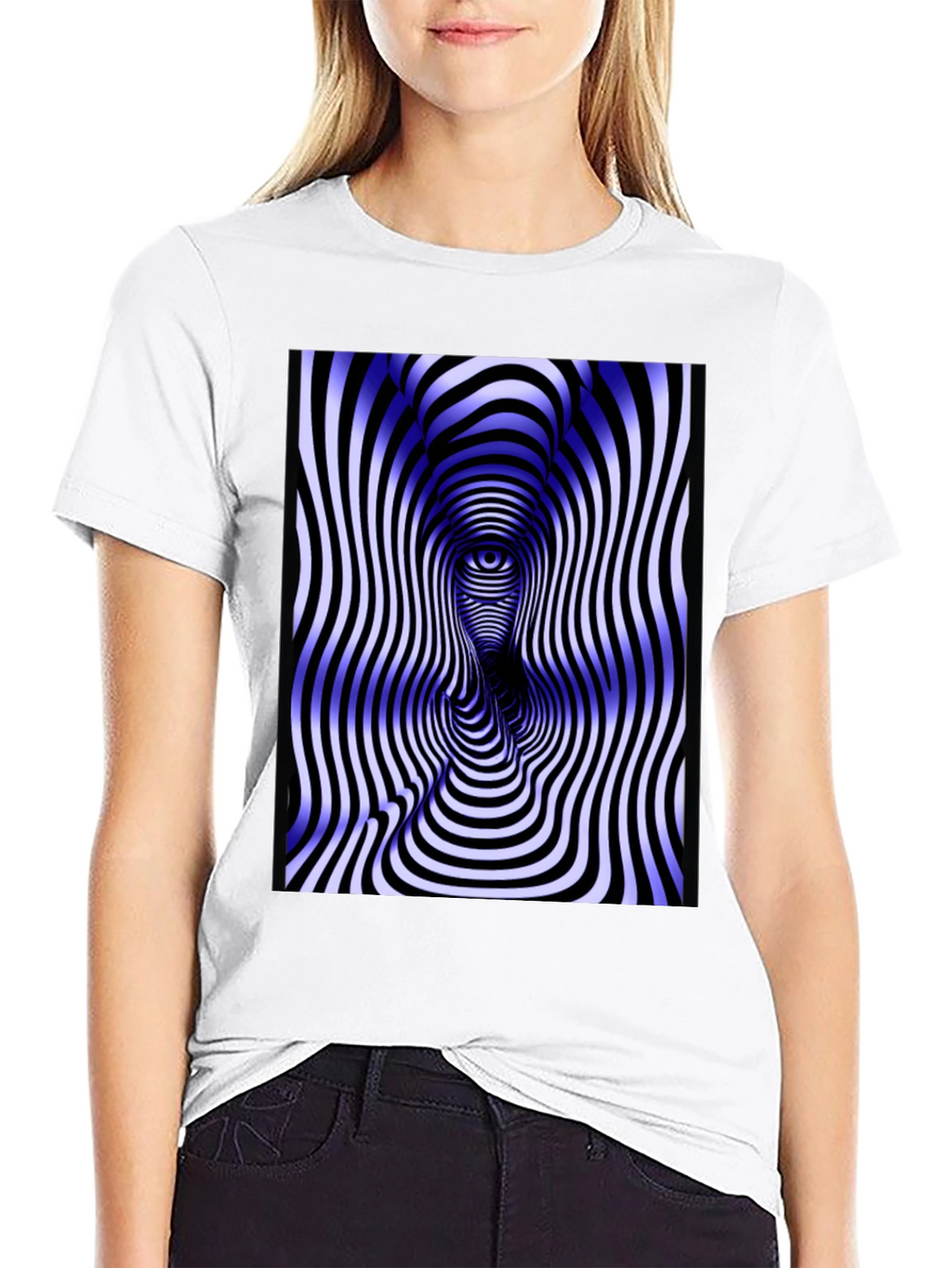 Optical Illusion Face Tee - Black Graphic T-Shirt