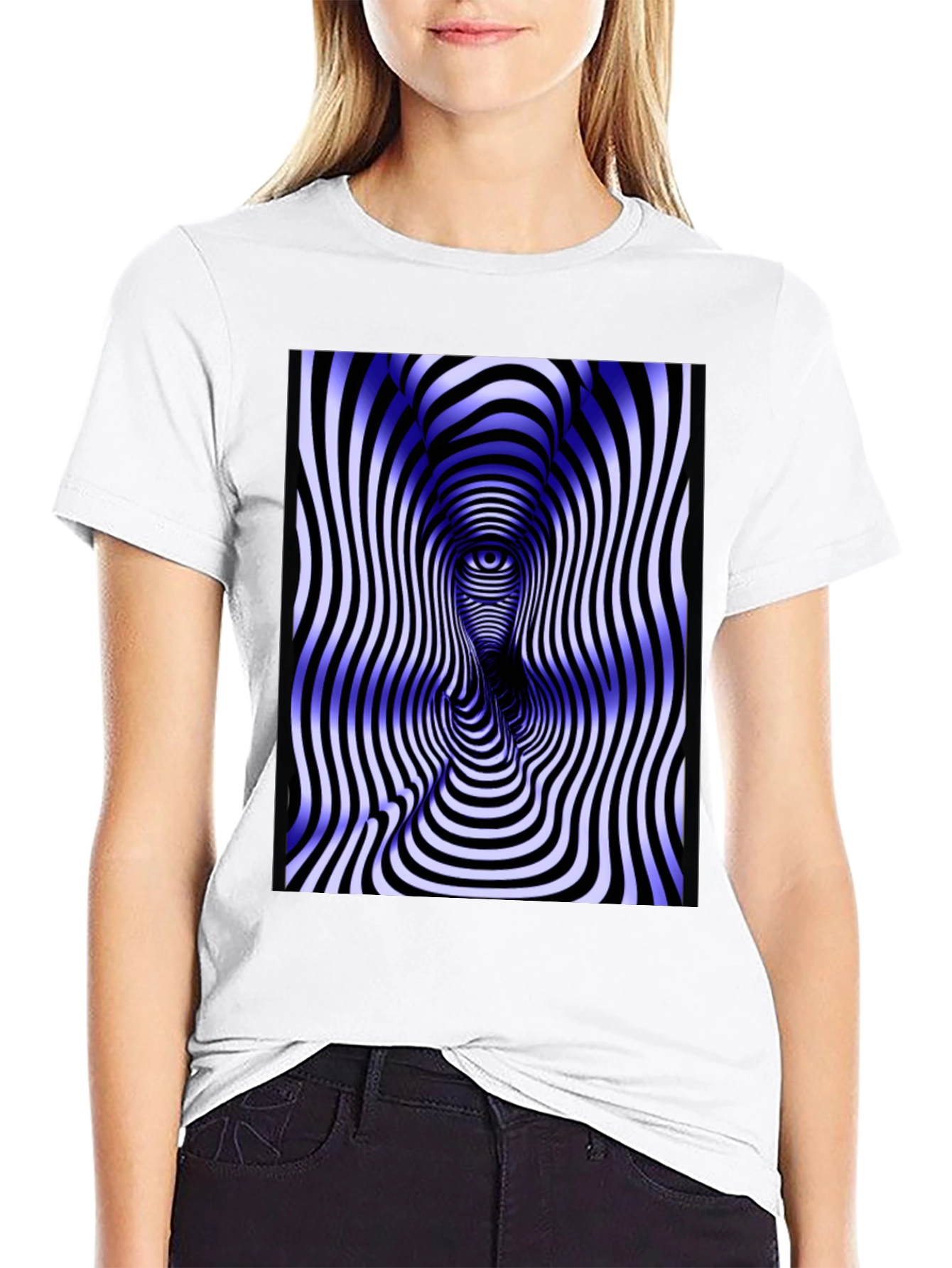 Optical Illusion Face Tee - Black Graphic T-Shirt