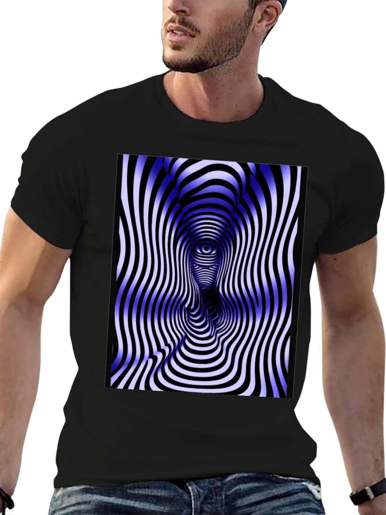 Optical Illusion Face Tee - Black Graphic T-Shirt