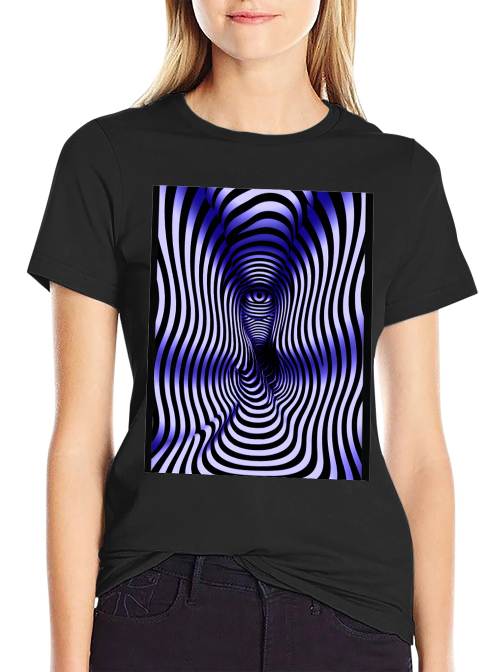 Optical Illusion Face Tee - Black Graphic T-Shirt