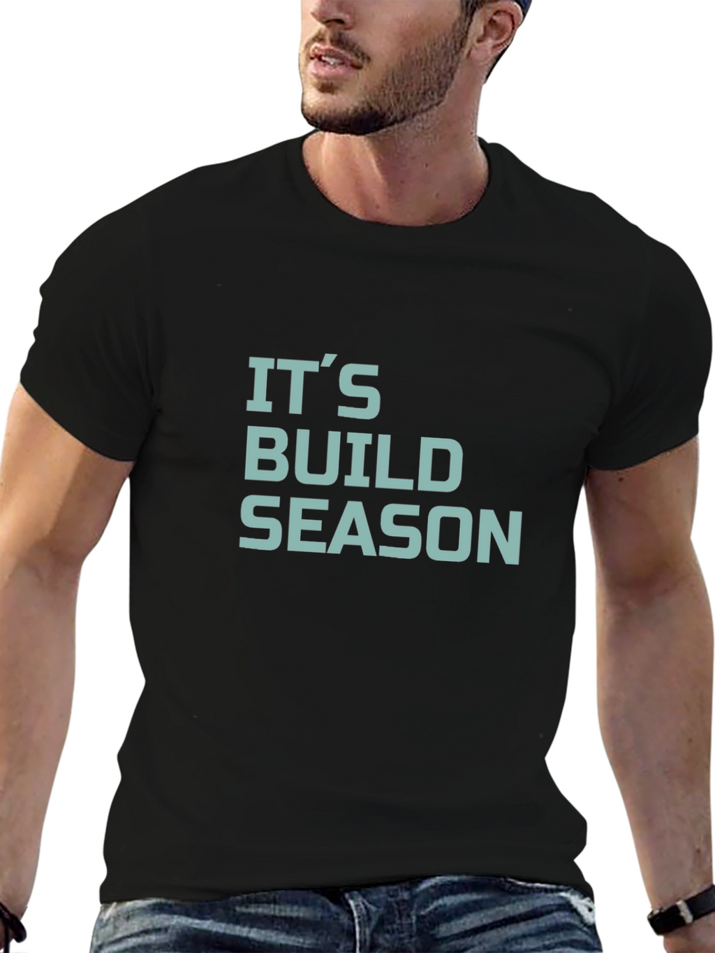 Its Build Season T-Shirt - Black Crew Neck Tee