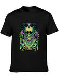 Skull & Snake Graphic Tee - Black Cotton