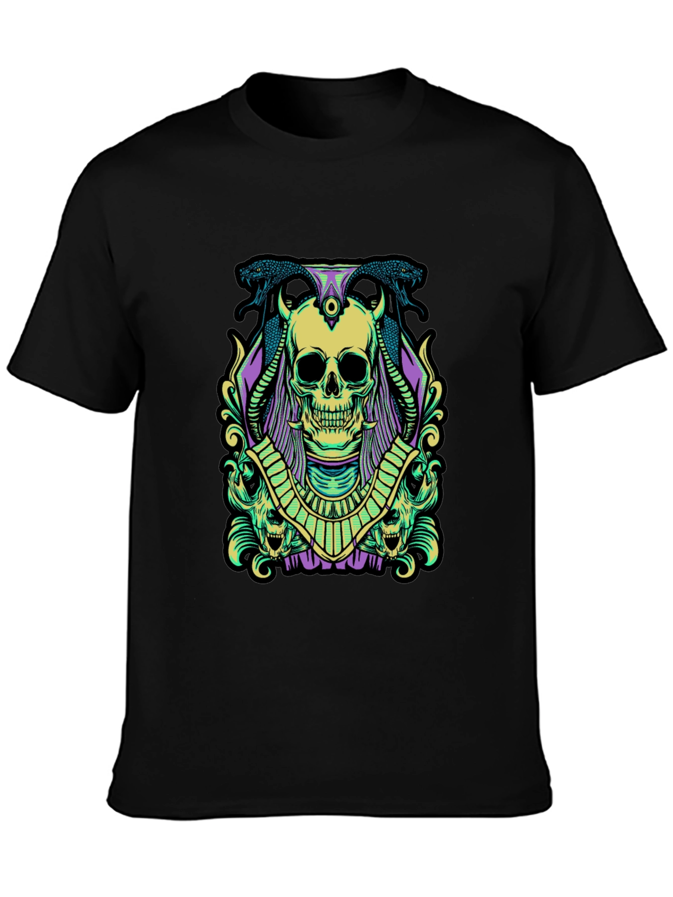 Skull & Snake Graphic Tee - Black Cotton