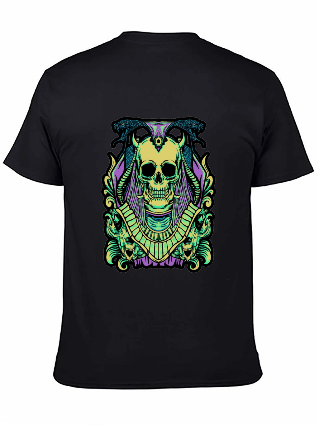 Skull & Snake Graphic Tee - Black Cotton
