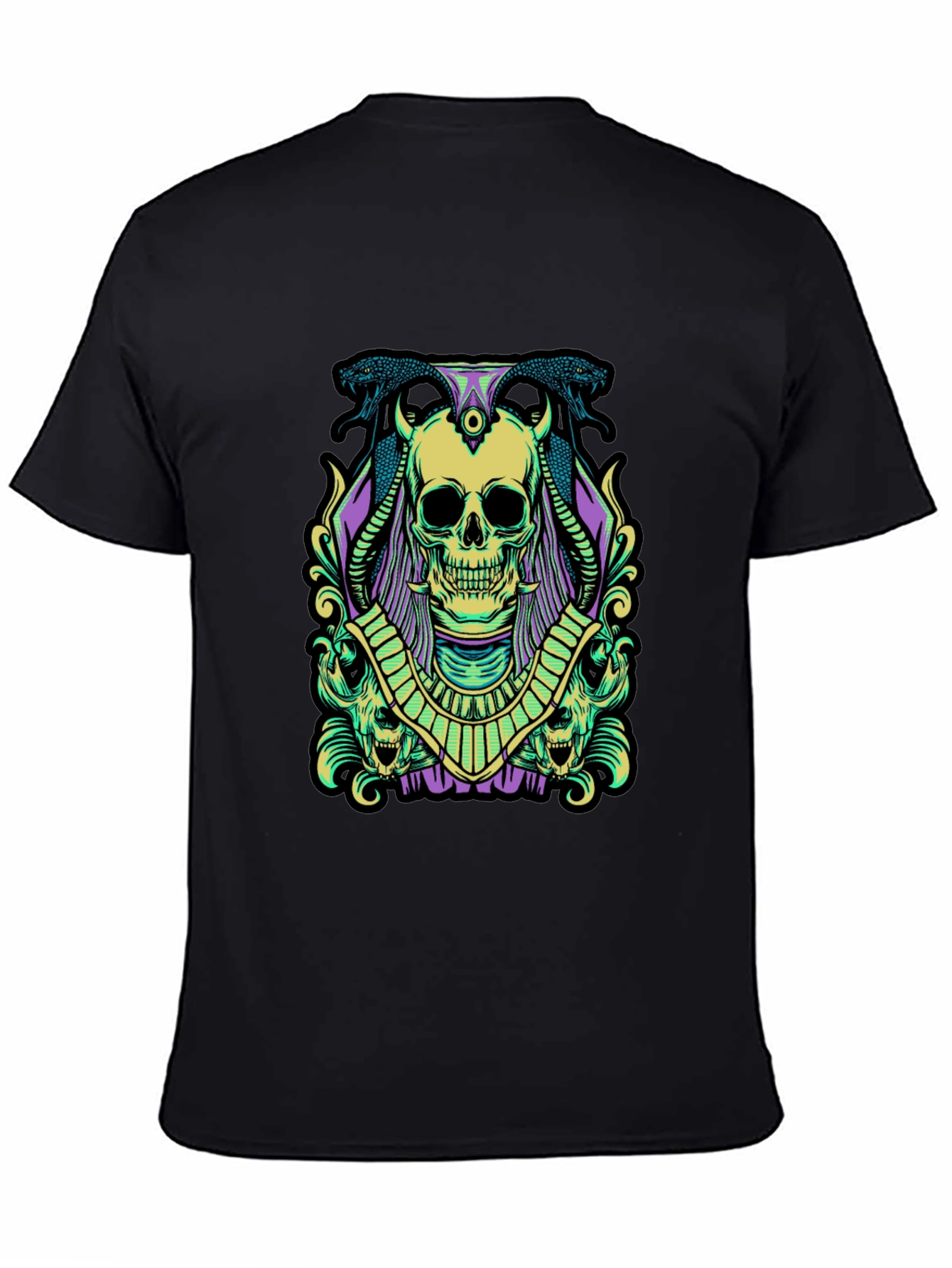 Skull & Snake Graphic Tee - Black Cotton
