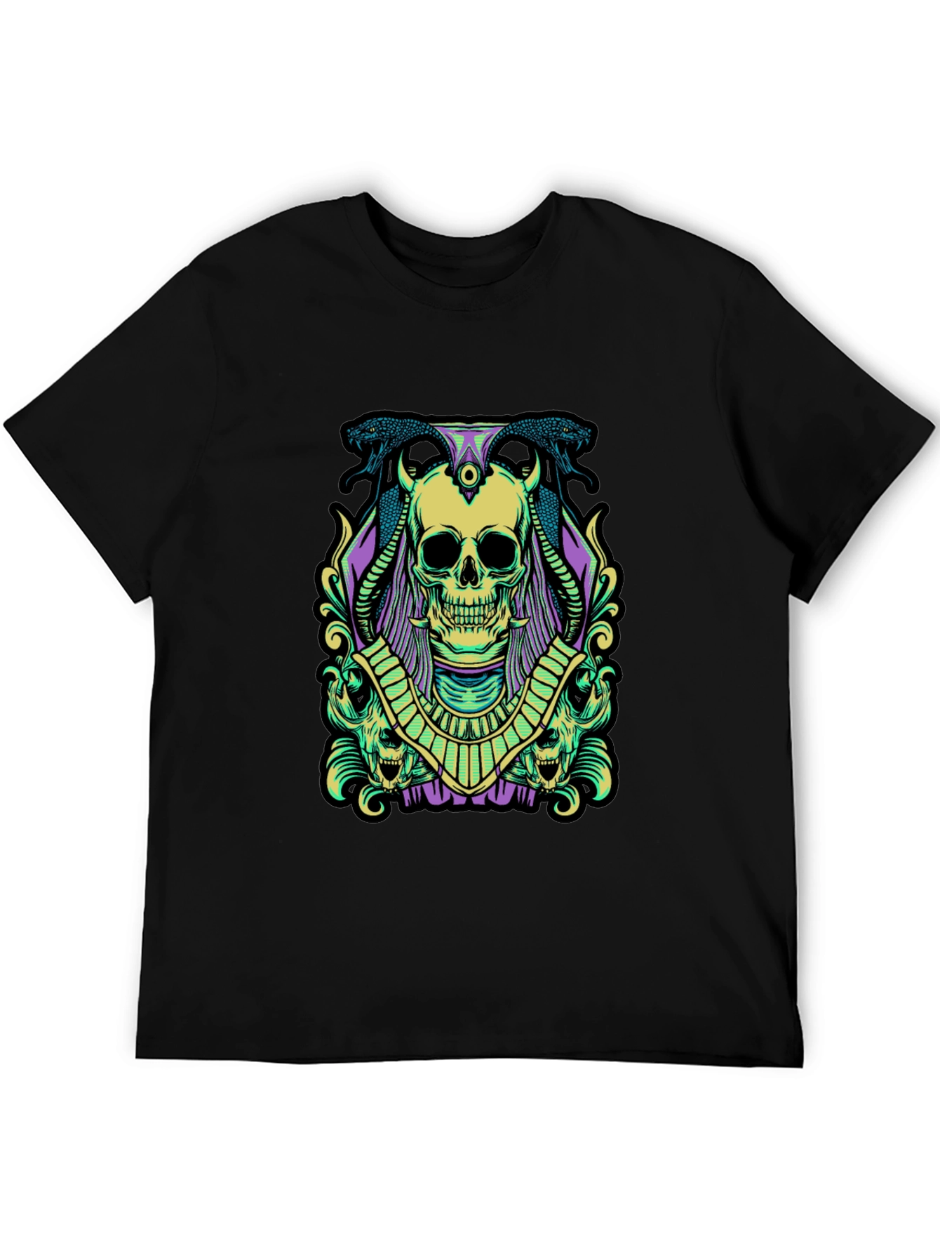 Skull & Snake Graphic Tee - Black Cotton