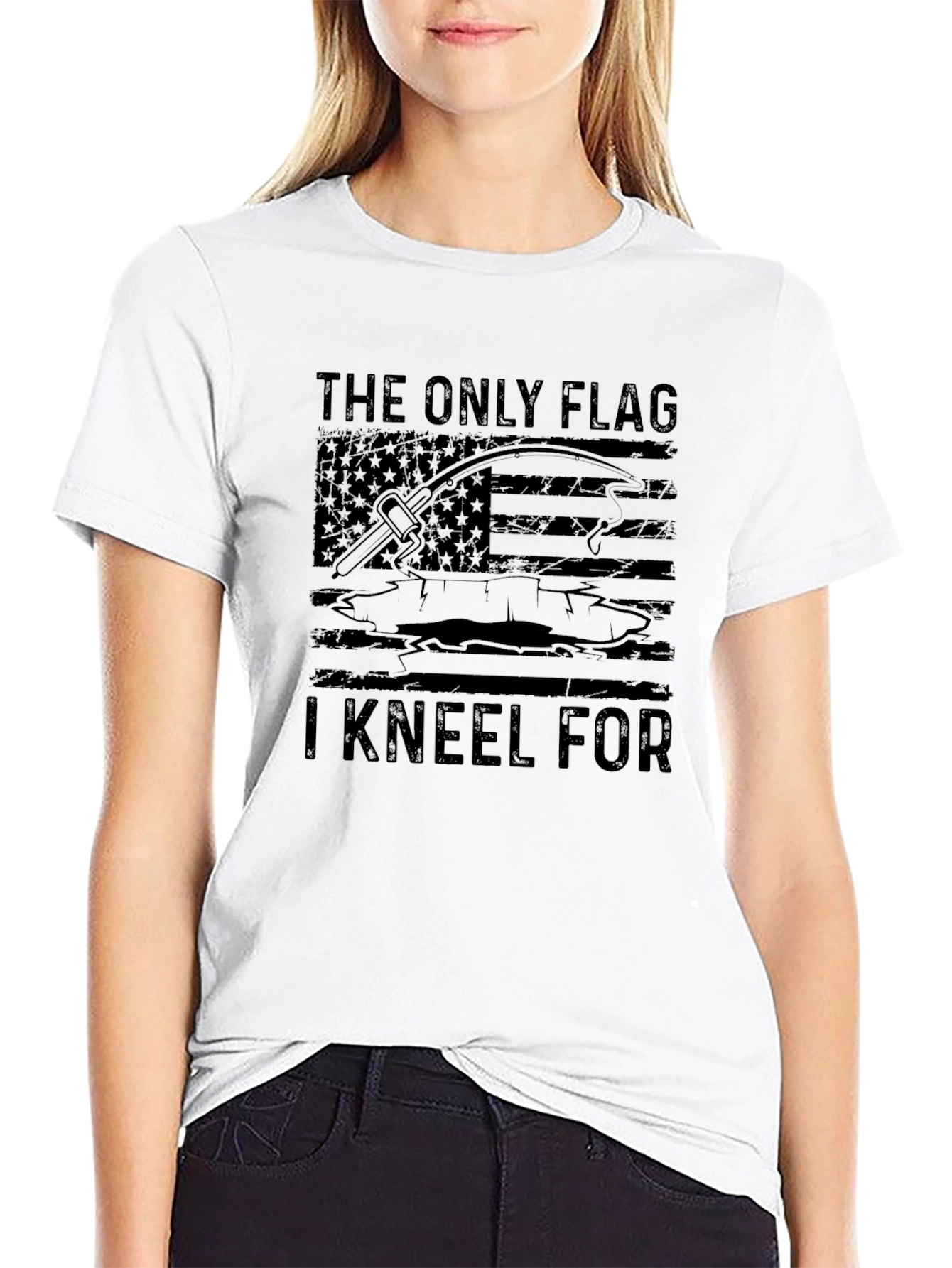 Fishing Flag Graphic Tee - Kneel For Fishing