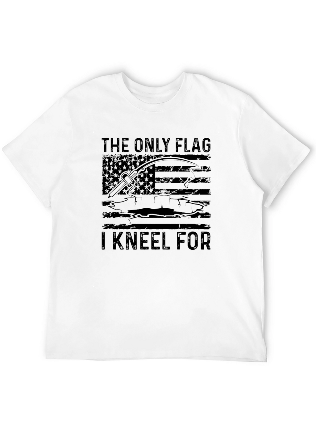 Fishing Flag Graphic Tee - Kneel For Fishing