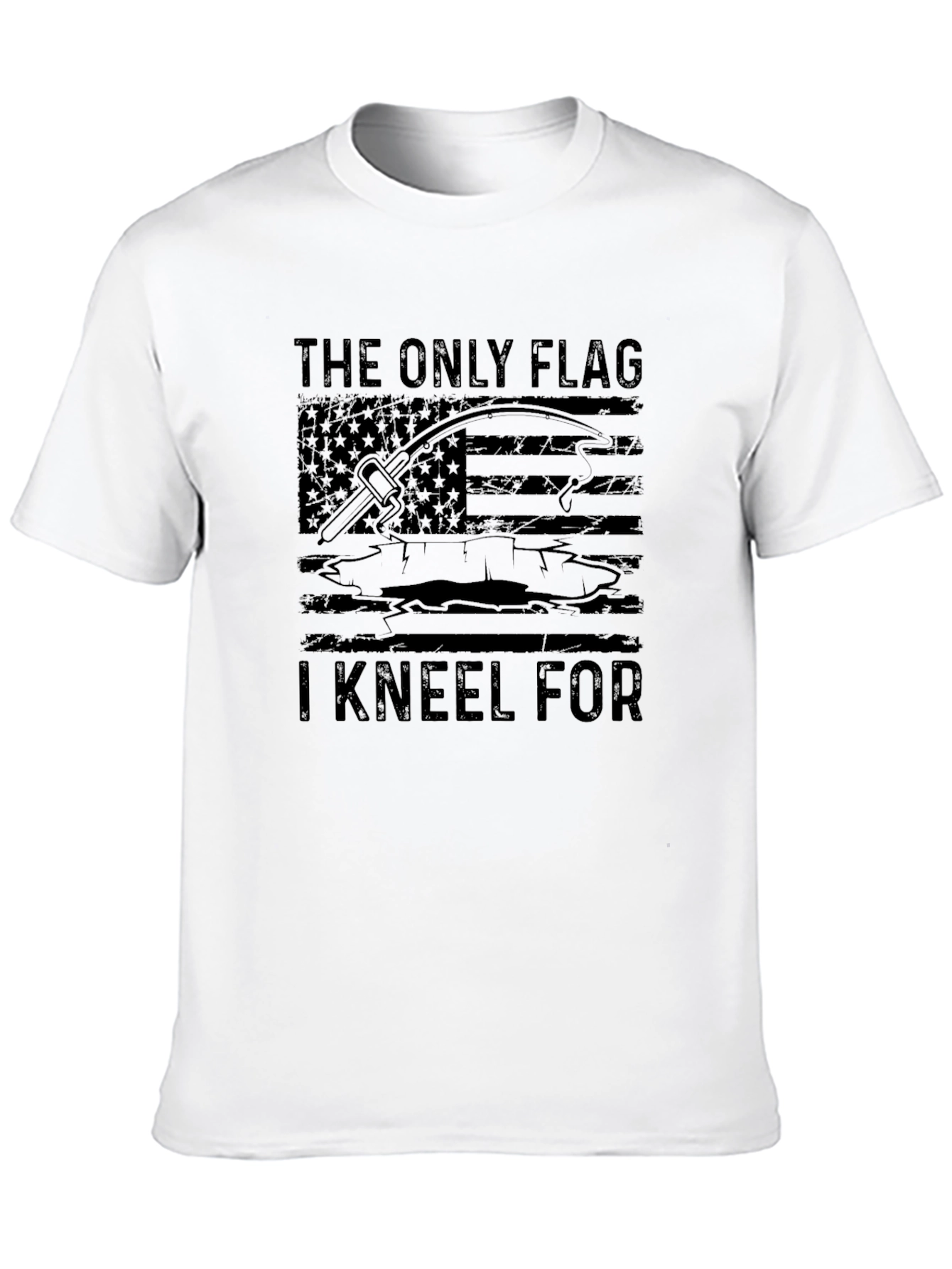 Fishing Flag Graphic Tee - Kneel For Fishing