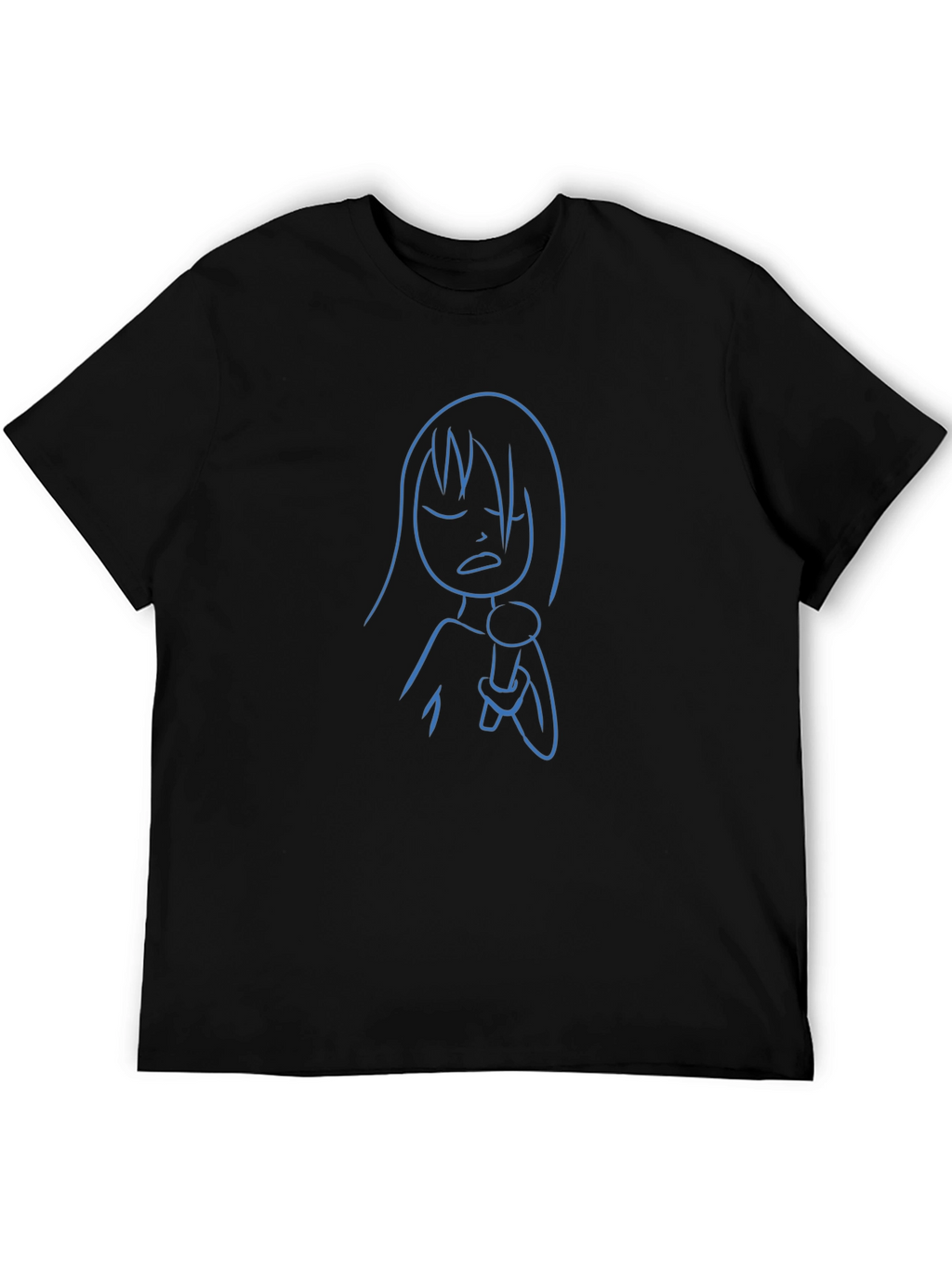 Karaoke Time Tee: Blue Line Art on Black