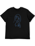 Karaoke Time Tee: Blue Line Art on Black