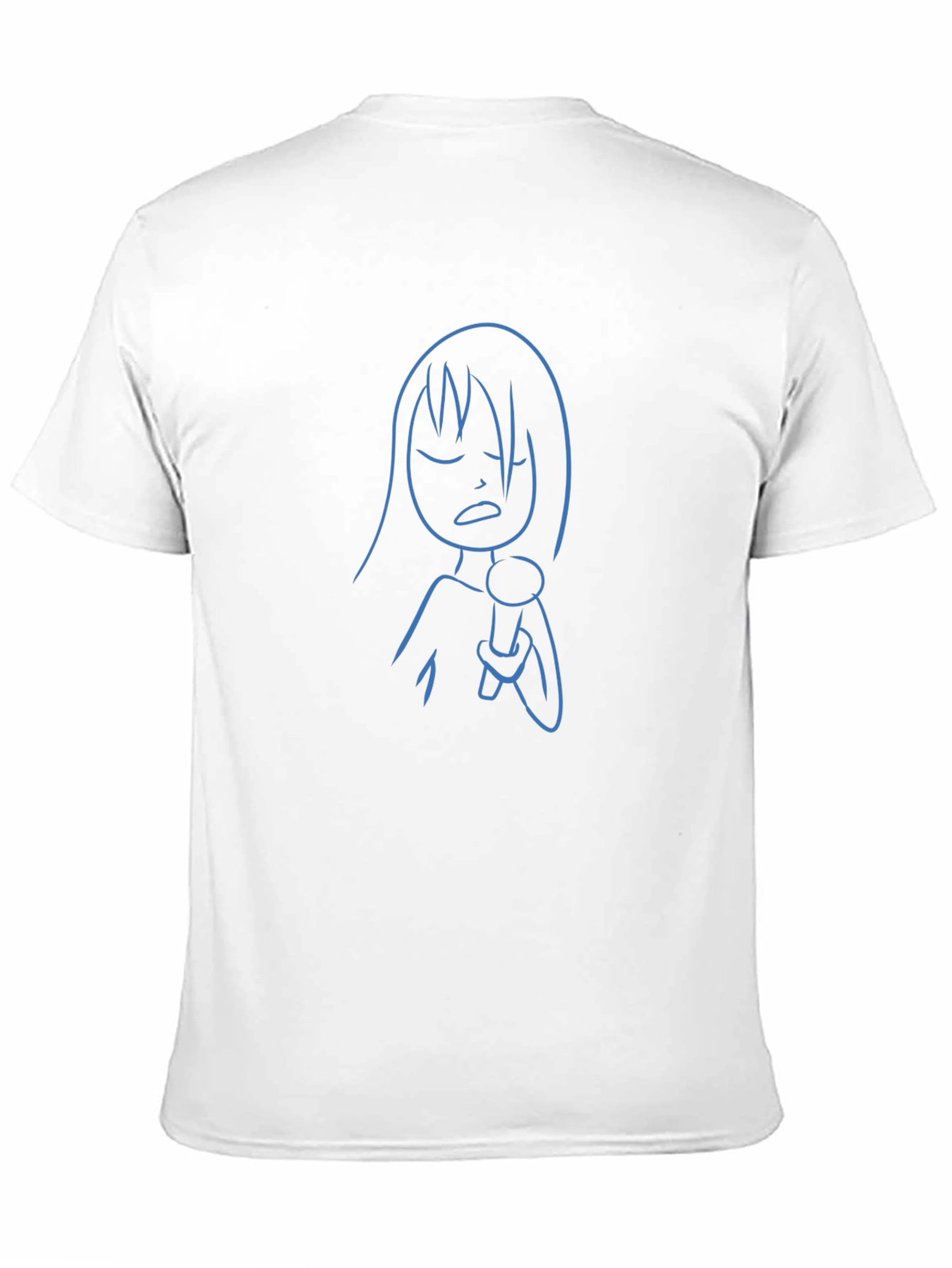 Karaoke Time Tee: Blue Line Art on Black