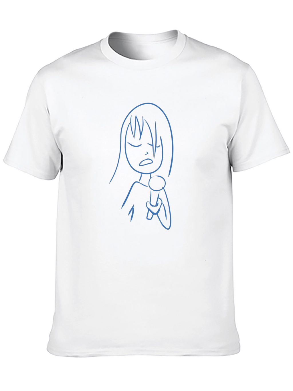 Karaoke Time Tee: Blue Line Art on Black
