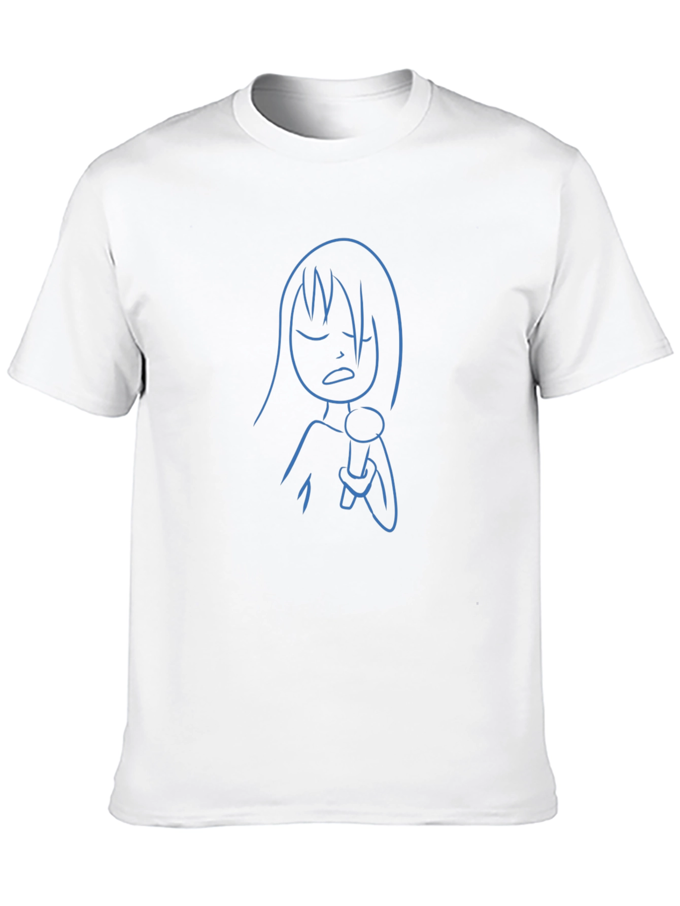 Karaoke Time Tee: Blue Line Art on Black