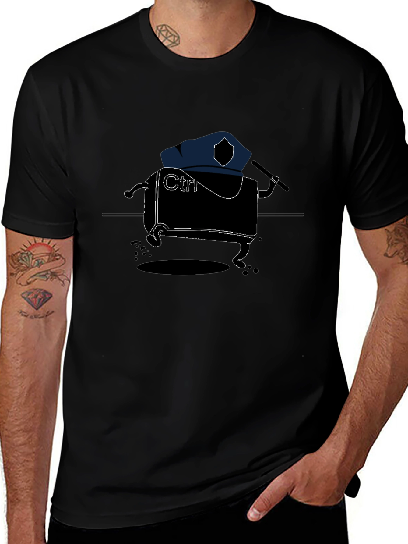 Ctrl Key Police T-Shirt - Funny Graphic Tee