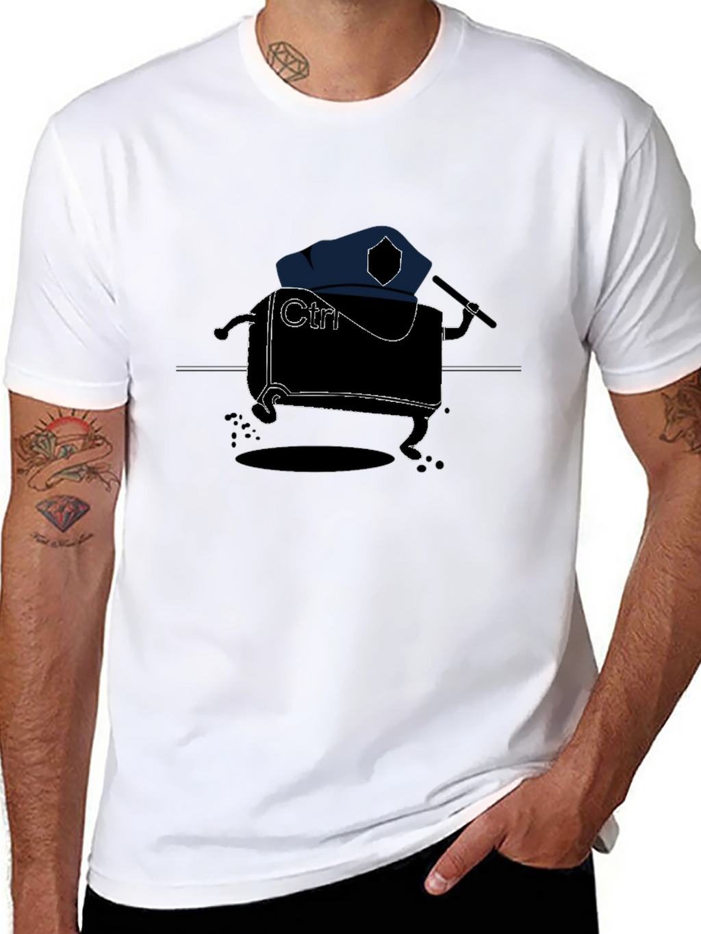 Ctrl Key Police T-Shirt - Funny Graphic Tee