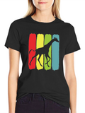 Giraffe Silhouette Graphic Print Black T-Shirt