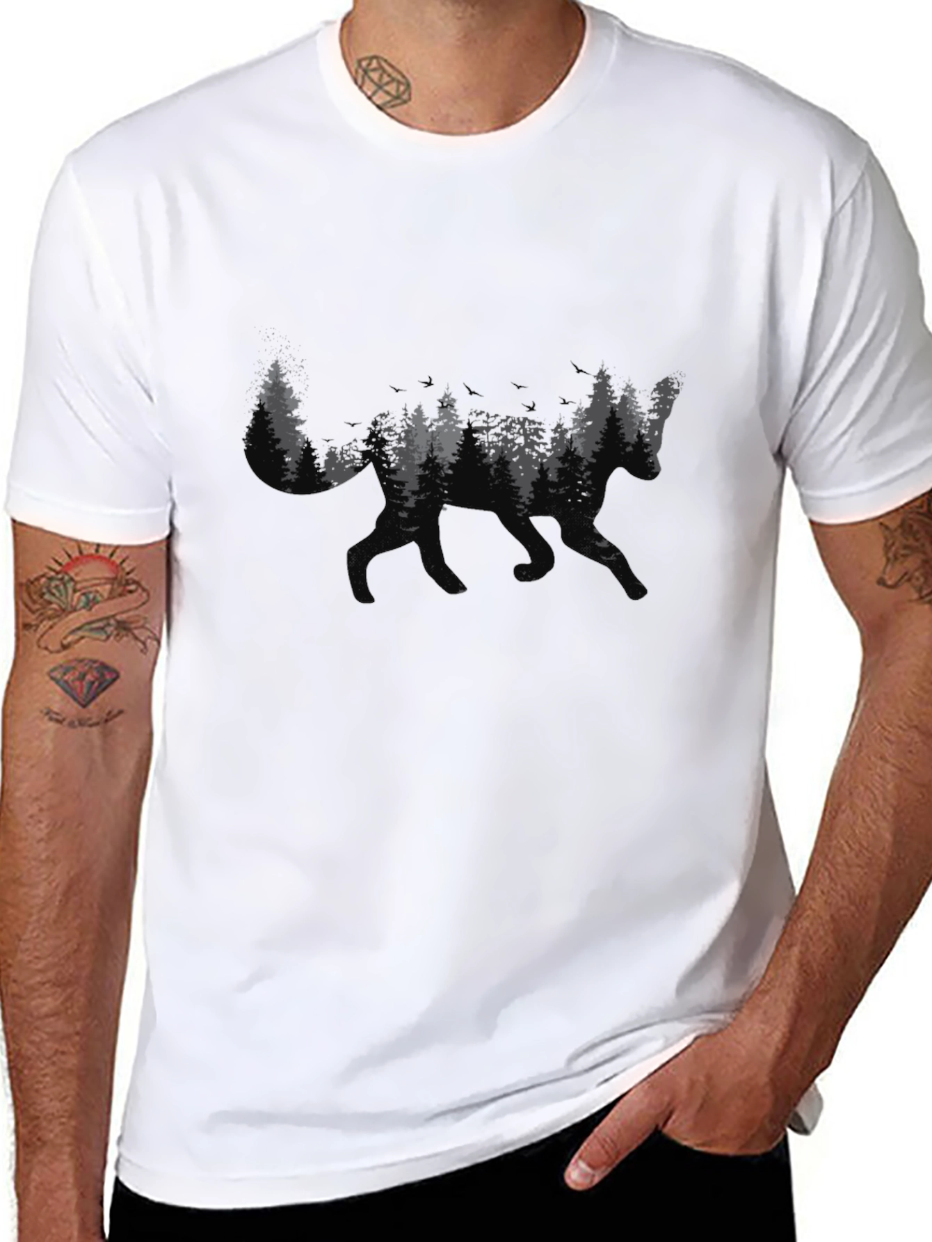 Fox Forest Graphic T-Shirt - Nature Inspired Design