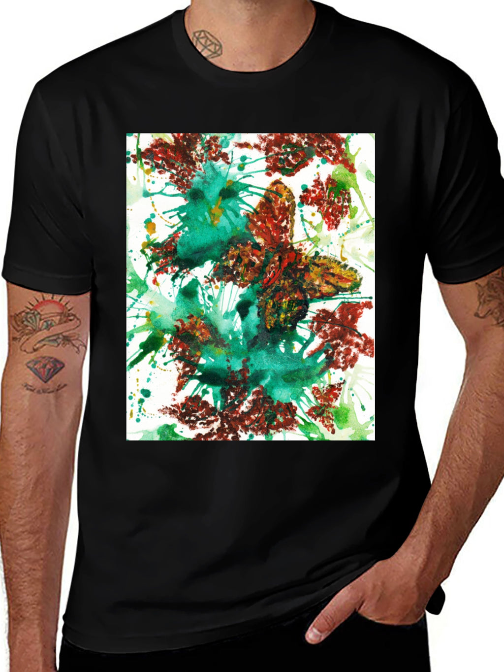 Abstract Art Graphic Tee - Casual Black T-Shirt