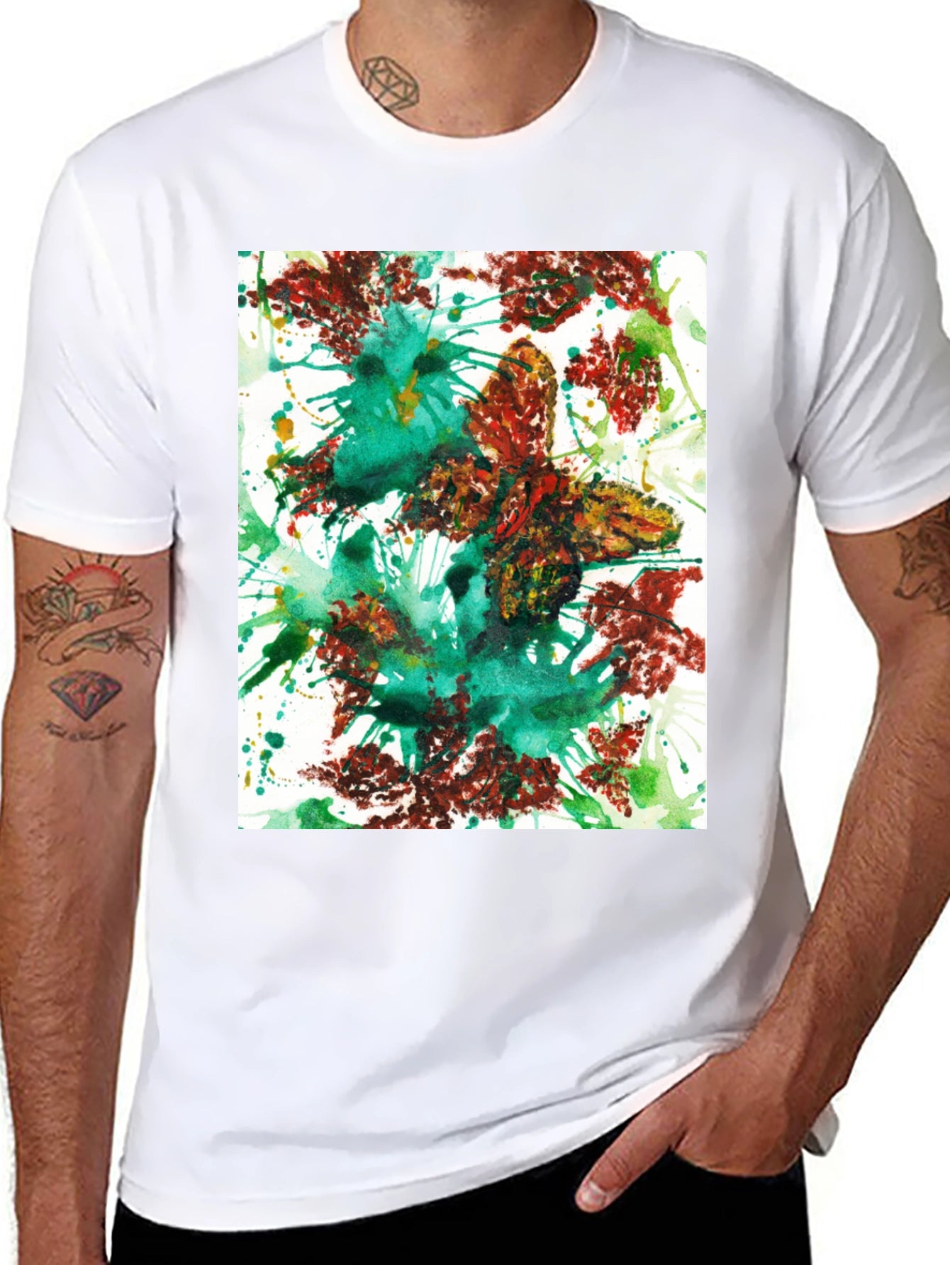 Abstract Art Graphic Tee - Casual Black T-Shirt