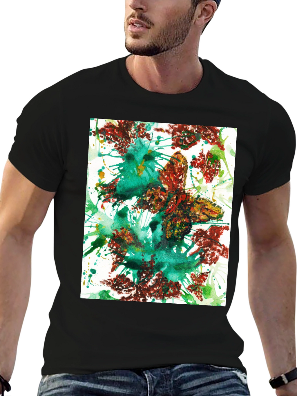 Abstract Art Graphic Tee - Casual Black T-Shirt