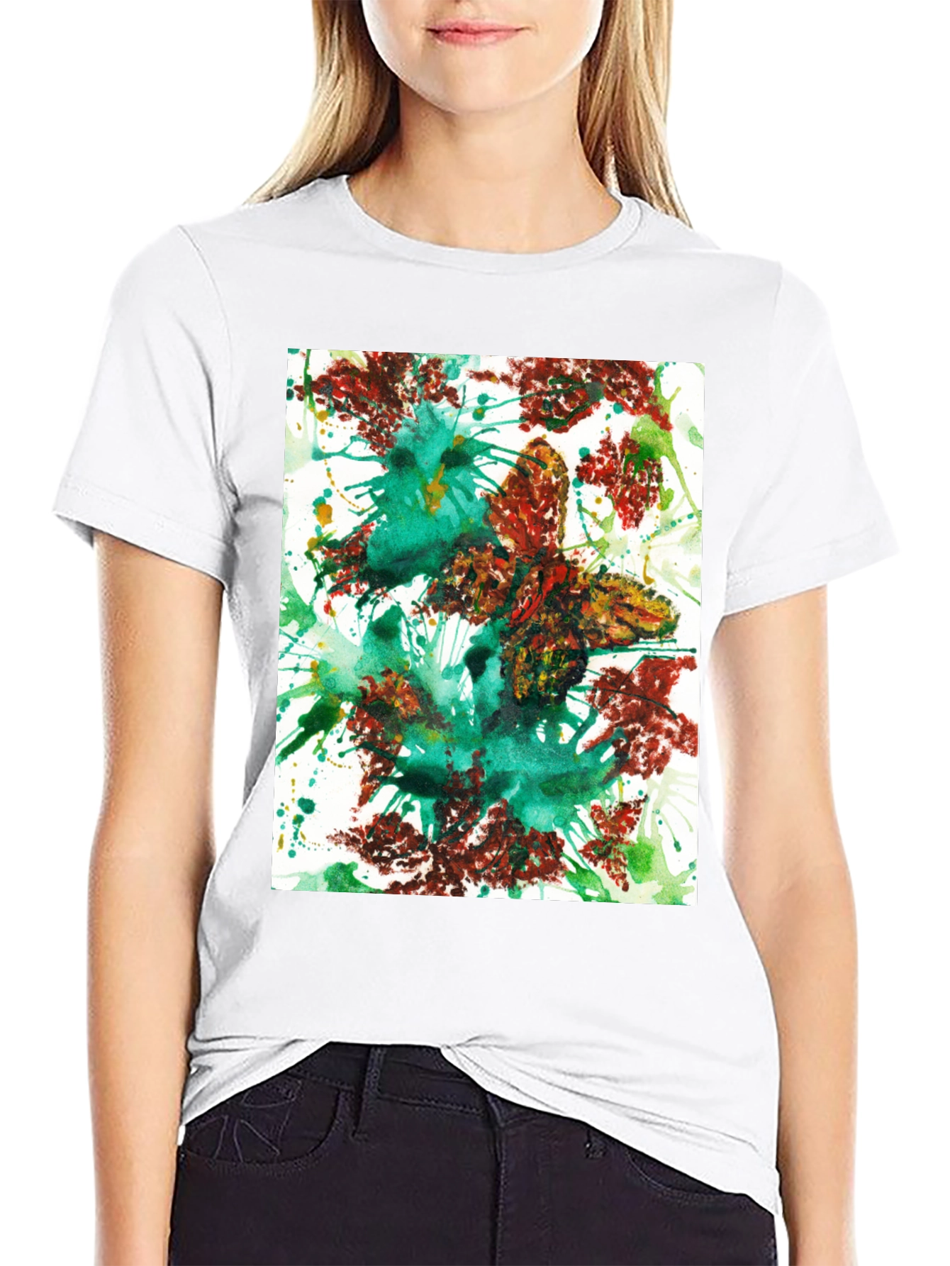 Abstract Art Graphic Tee - Casual Black T-Shirt