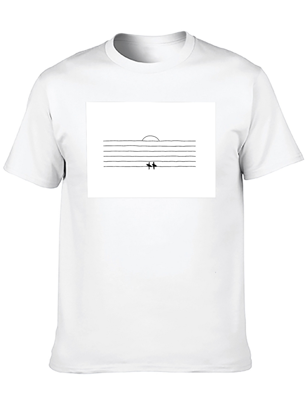 Minimalist Surfer Graphic Black T-Shirt