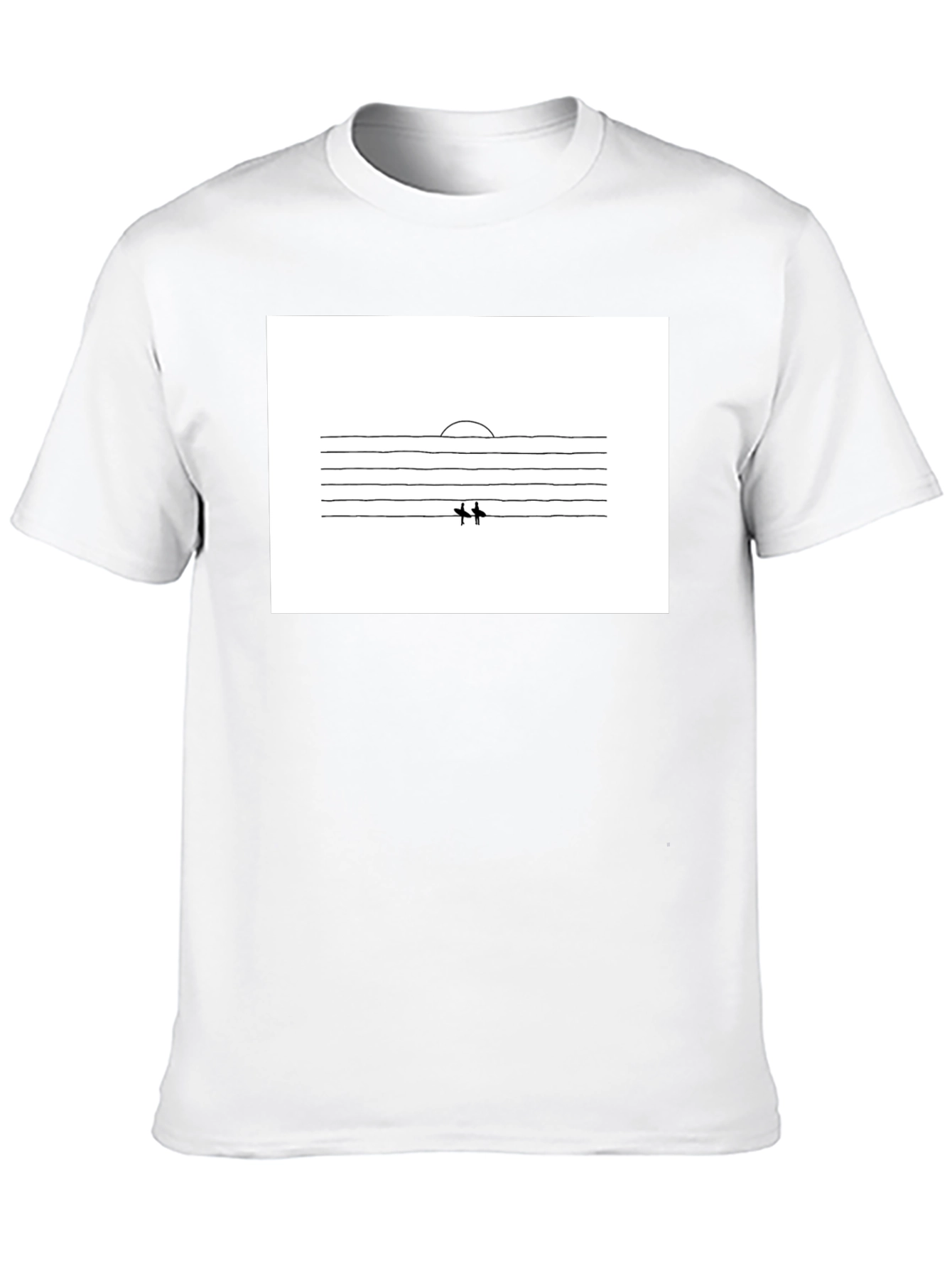 Minimalist Surfer Graphic Black T-Shirt