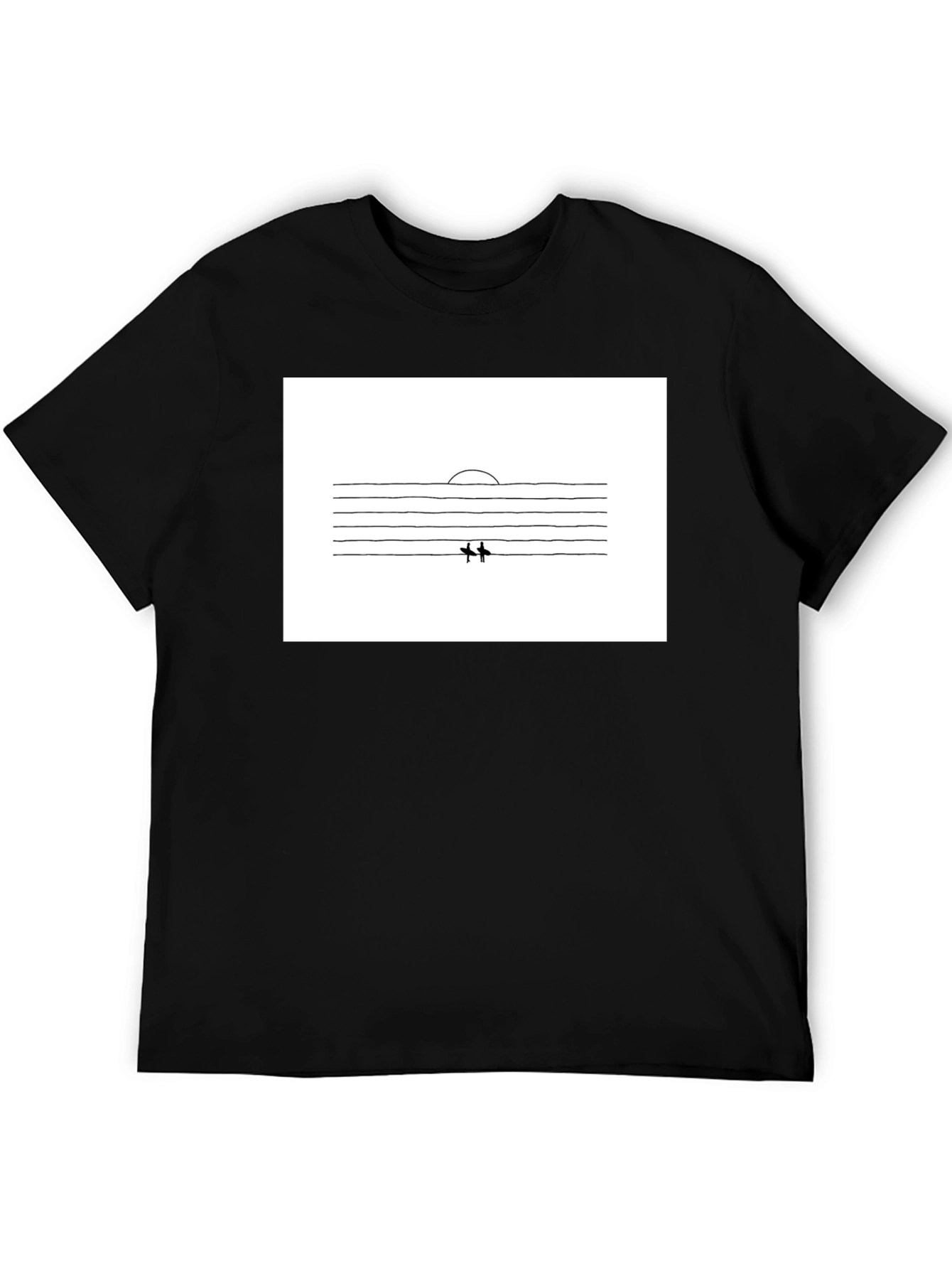 Minimalist Surfer Graphic Black T-Shirt