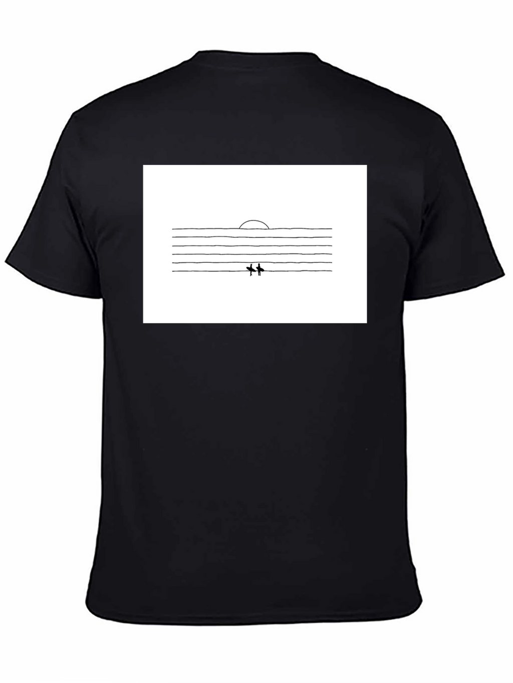 Minimalist Surfer Graphic Black T-Shirt