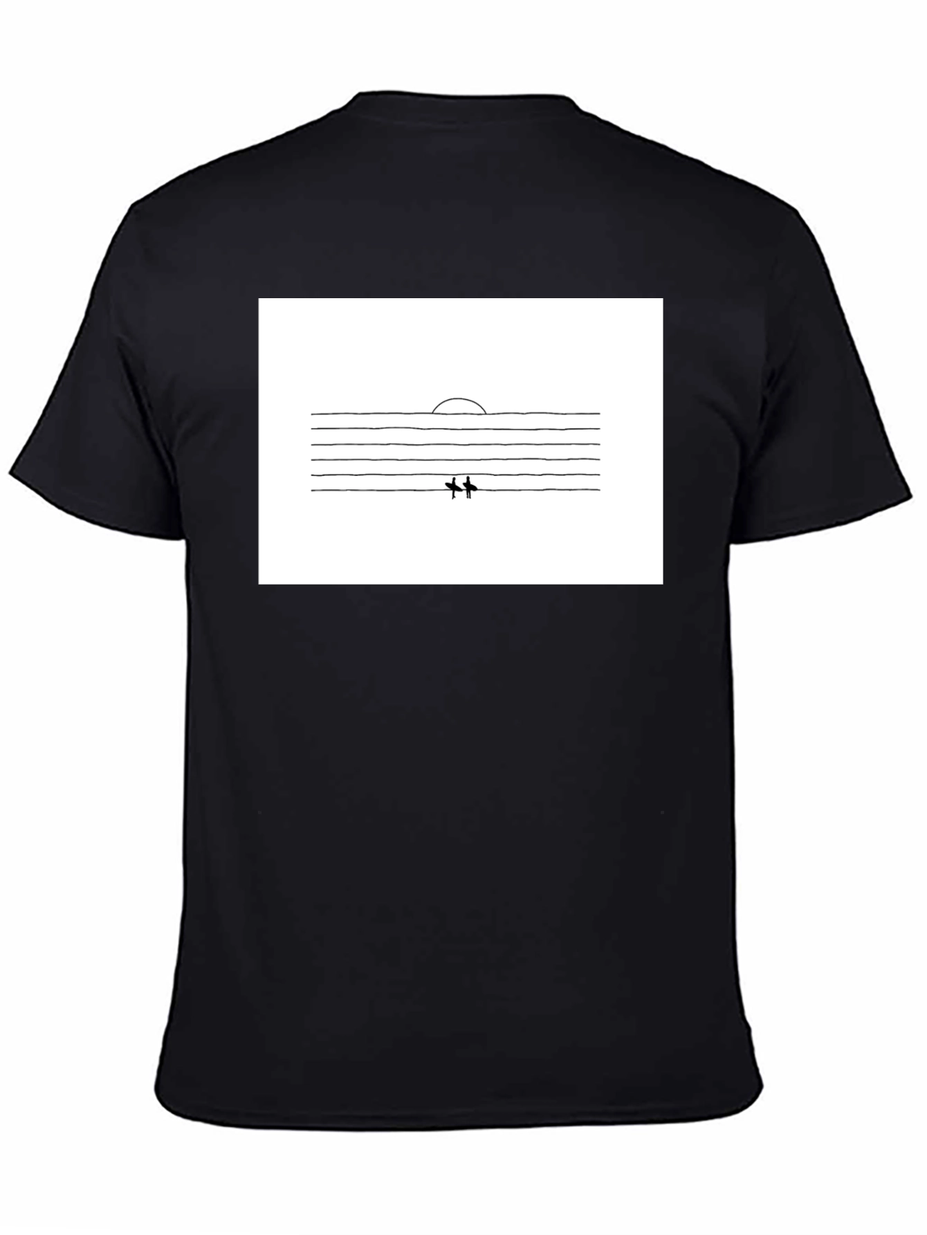 Minimalist Surfer Graphic Black T-Shirt