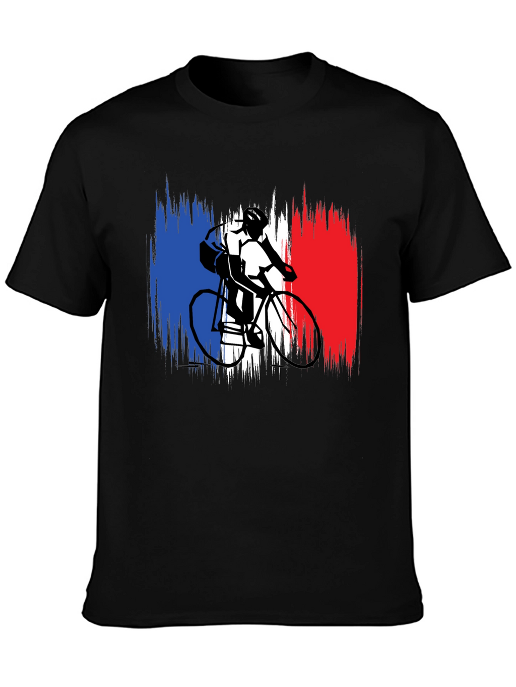 French Flag Cyclist Black T-Shirt