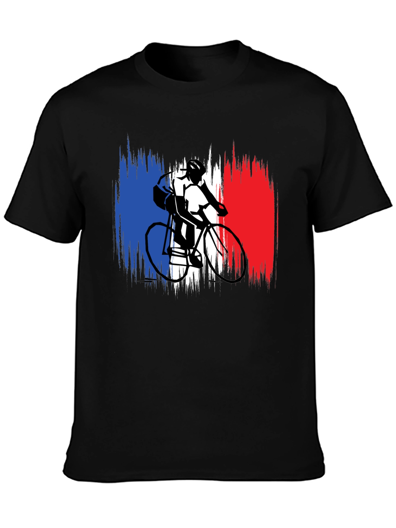 French Flag Cyclist Black T-Shirt