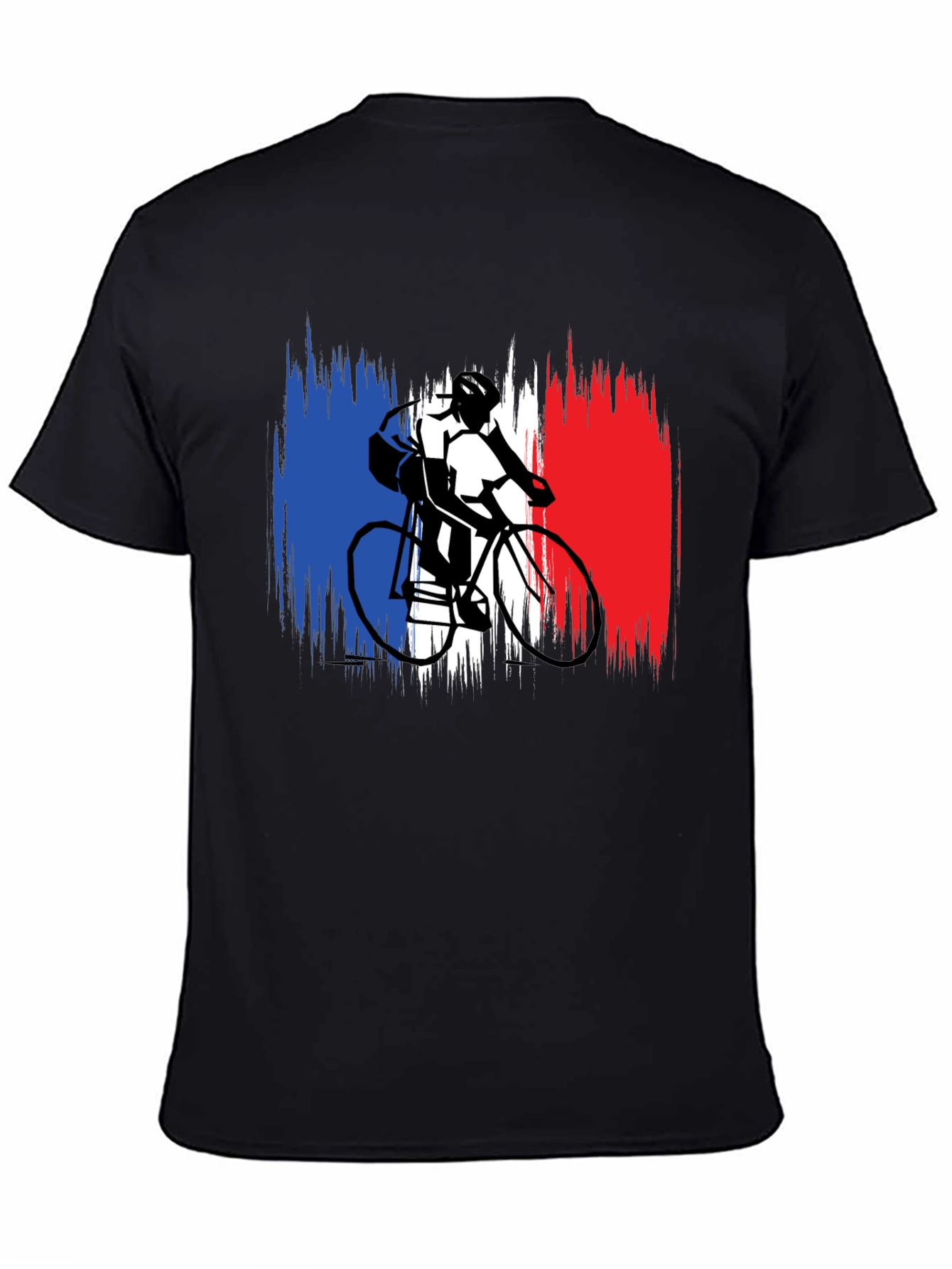 French Flag Cyclist Black T-Shirt