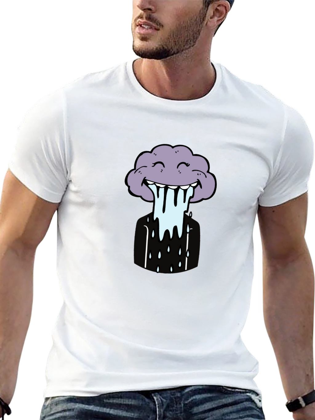 Funny Cloud Graphic Tee - Black