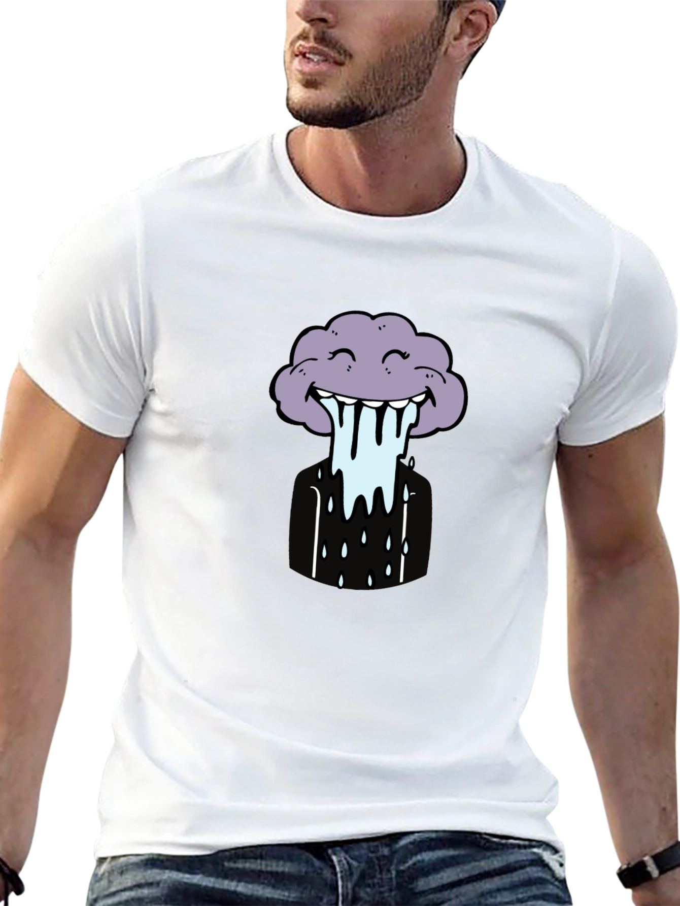 Funny Cloud Graphic Tee - Black