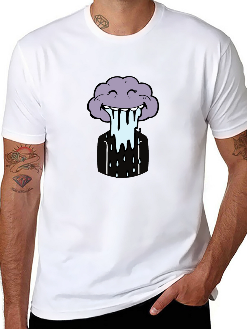 Funny Cloud Graphic Tee - Black
