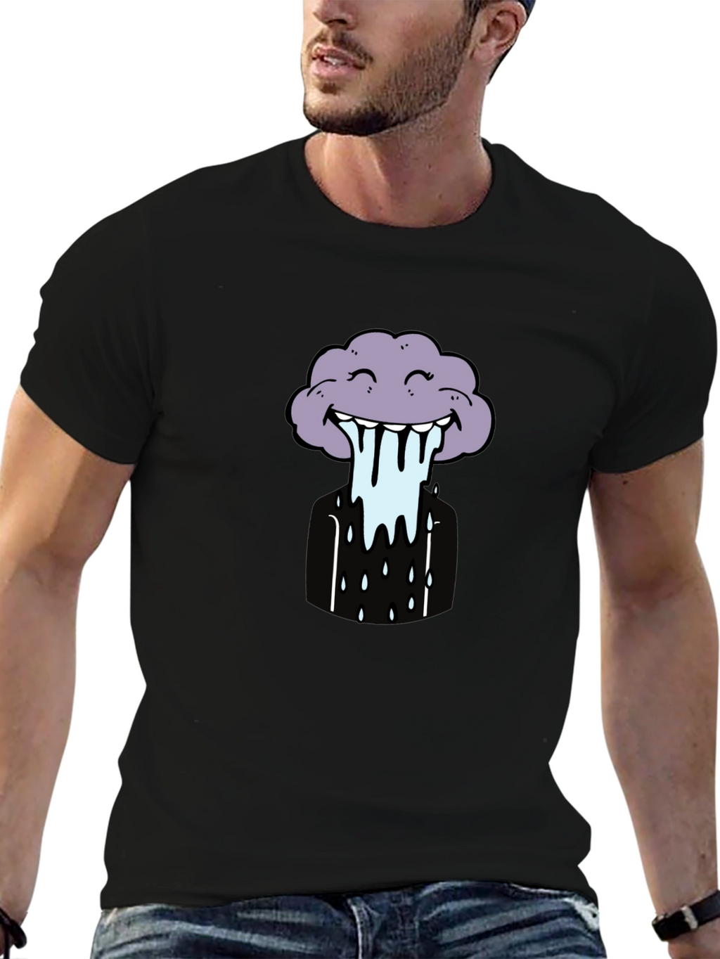 Funny Cloud Graphic Tee - Black