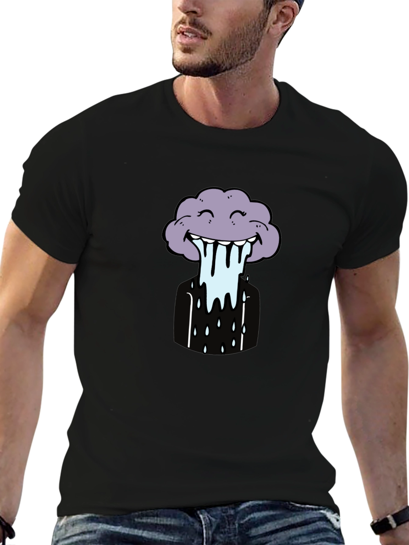 Funny Cloud Graphic Tee - Black