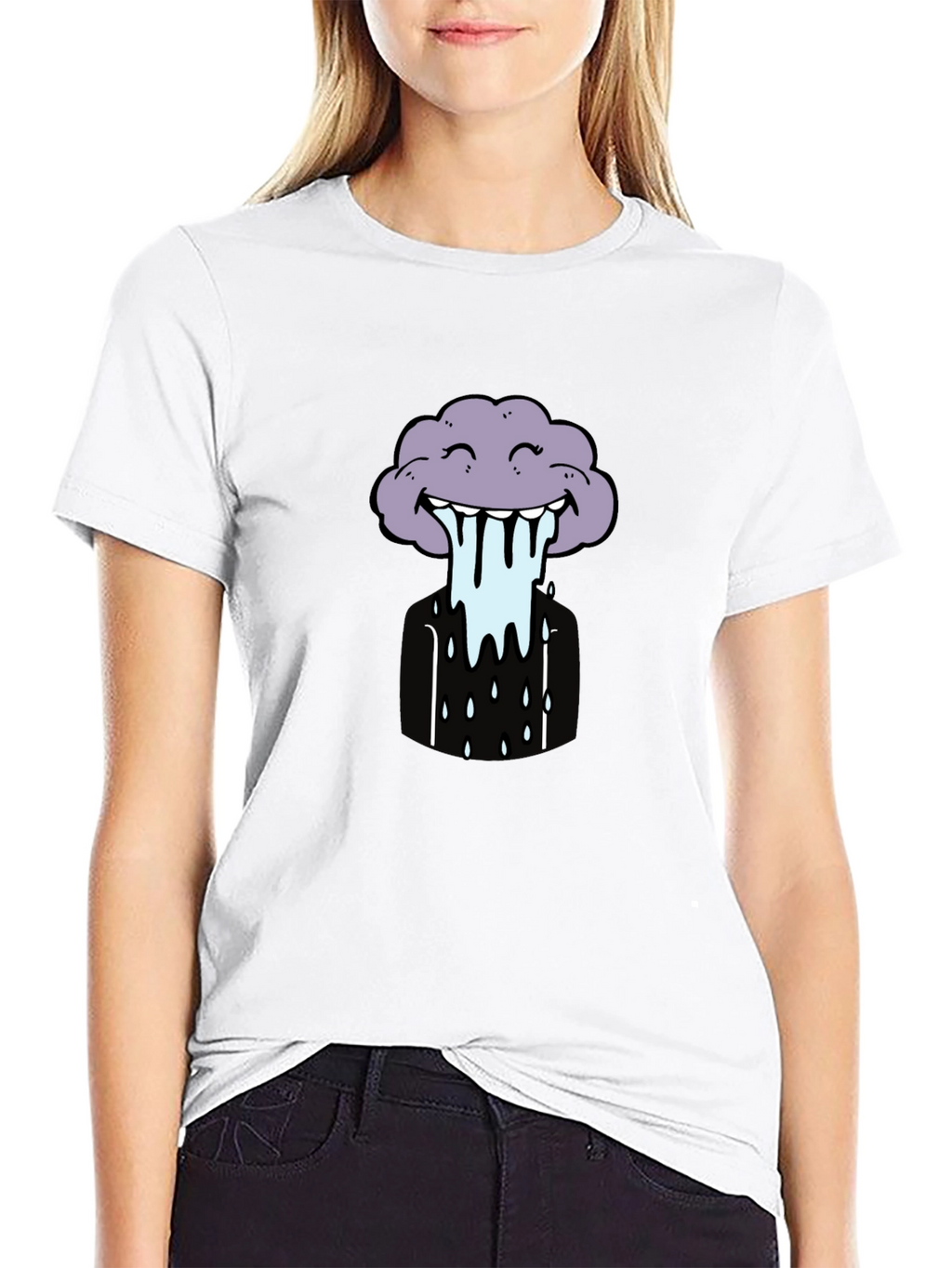 Funny Cloud Graphic Tee - Black